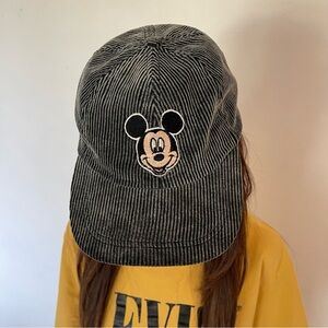 Vintage Black Corduroy Mickey Patch Cap